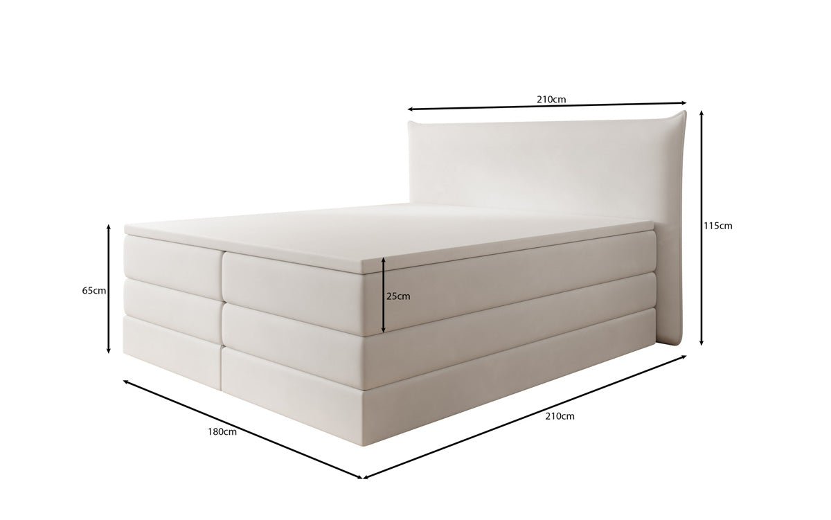 Boxspringbed Liana met opklapbare opbergruimte in fluweel