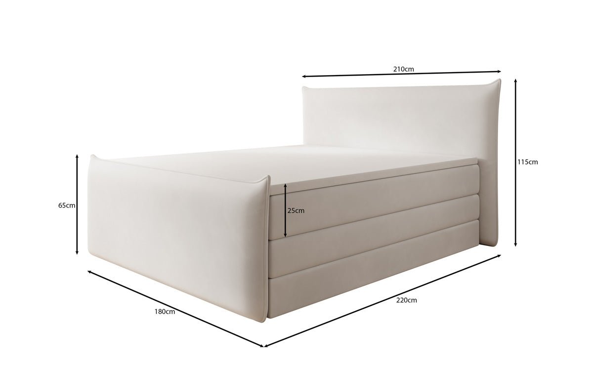 Boxspringbed Liana II met opklapbare opbergruimte in fluweel