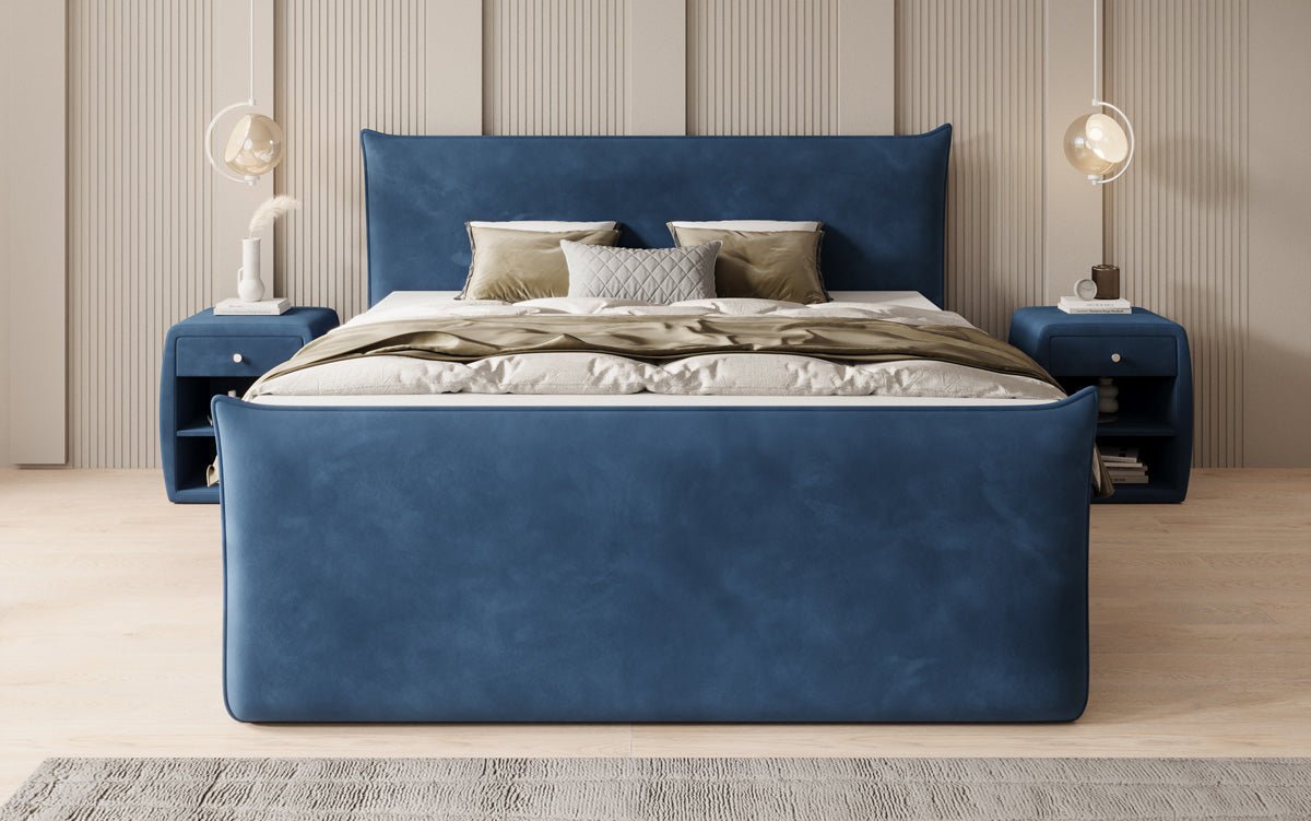 Boxspringbed Liana II met opklapbare opbergruimte in fluweel