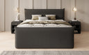 Boxspringbed Liana II met opklapbare opbergruimte in Teddystof Bouclé