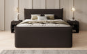 Boxspringbed Liana II met opklapbare opbergruimte in Teddystof Bouclé