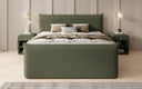 Boxspringbed Liana II met opklapbare opbergruimte in Teddystof Bouclé