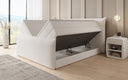 Boxspringbed Liana II met opklapbare opbergruimte in Teddystof Bouclé