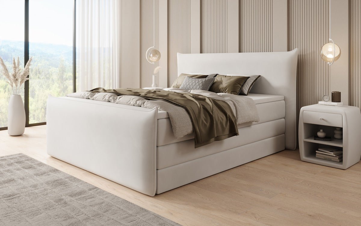 Boxspringbed Liana II met opklapbare opbergruimte in fluweel