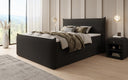 Boxspringbed Liana II met opklapbare opbergruimte in Teddystof Bouclé