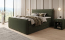 Boxspringbed Liana II met opklapbare opbergruimte in Teddystof Bouclé