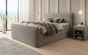 Boxspringbed Liana II met opklapbare opbergruimte in Teddystof Bouclé