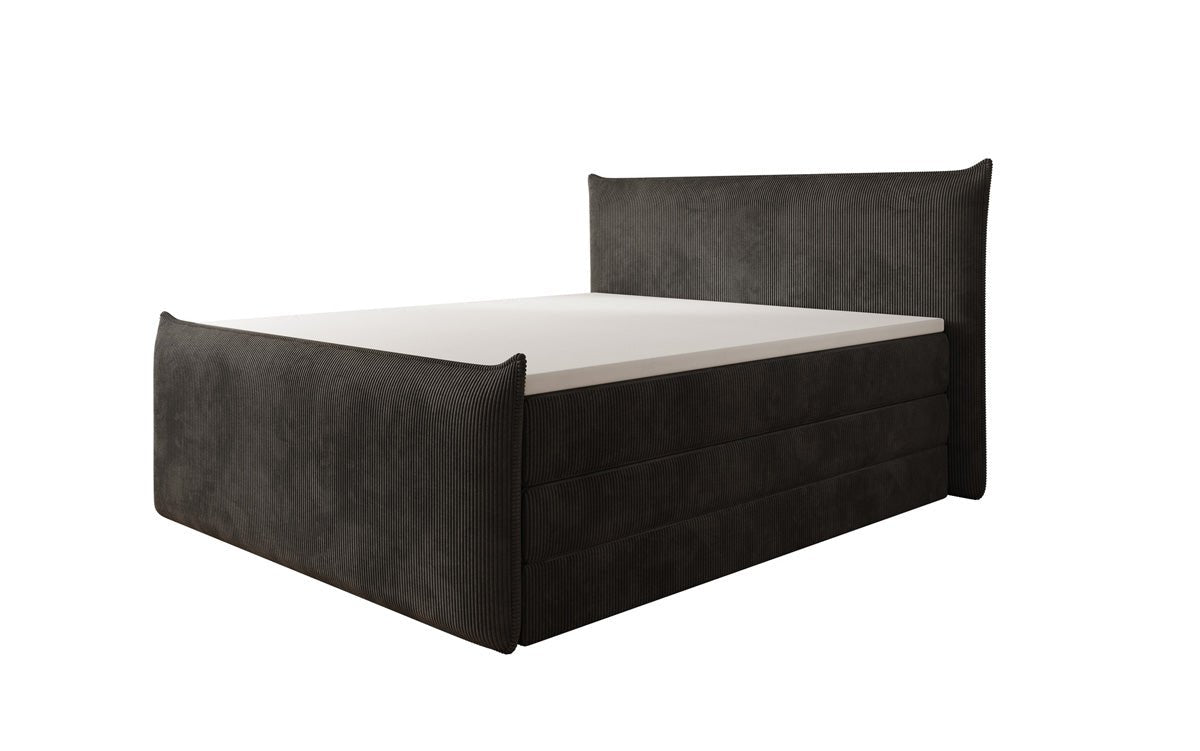 Boxspringbed Liana II met opklapbare opbergruimte in Ribstof
