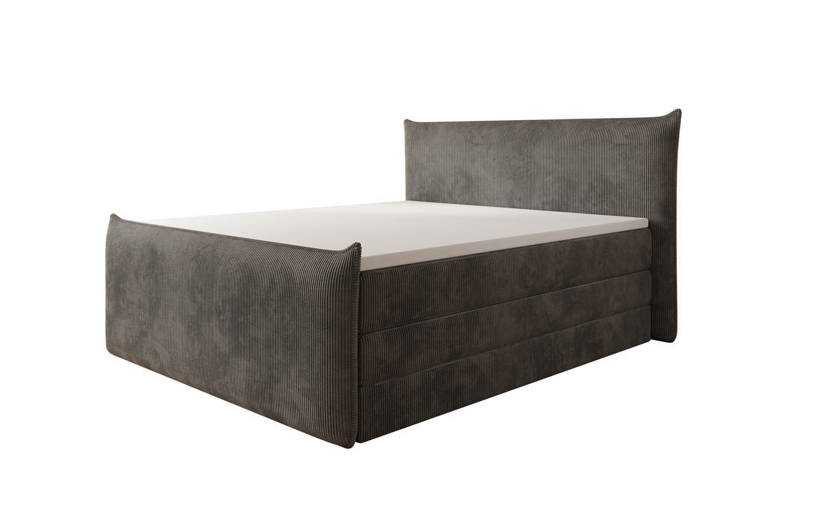 Boxspringbed Liana II met opklapbare opbergruimte in Ribstof