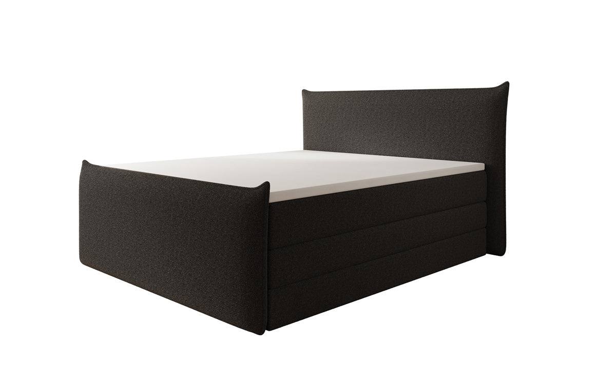 Boxspringbed Liana II met opklapbare opbergruimte in Teddystof Bouclé