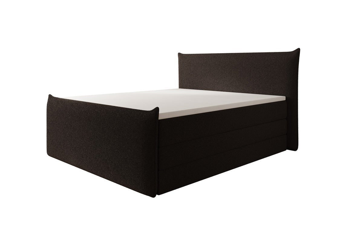 Boxspringbed Liana II met opklapbare opbergruimte in Teddystof Bouclé