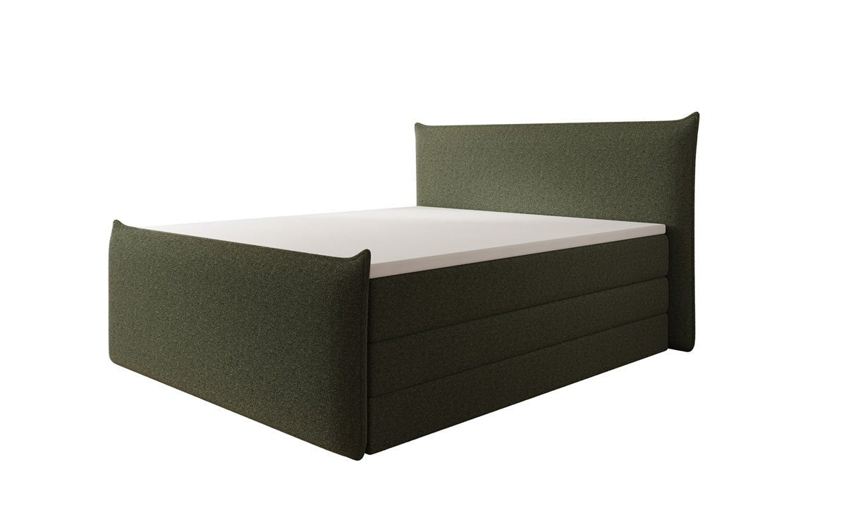 Boxspringbed Liana II met opklapbare opbergruimte in Teddystof Bouclé