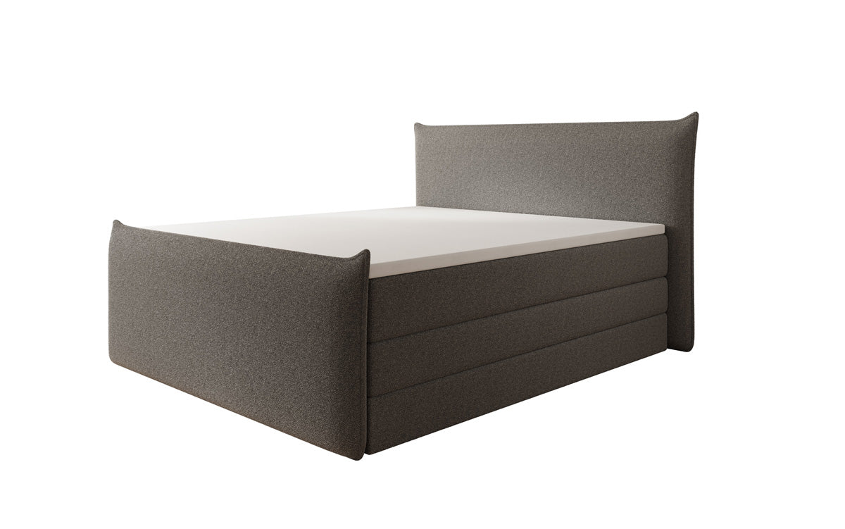 Boxspringbed Liana II met opklapbare opbergruimte in Teddystof Bouclé