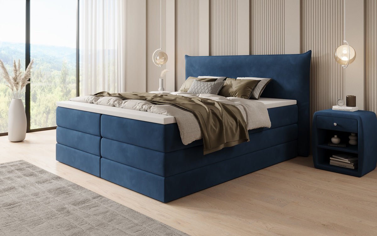 Boxspringbed Liana met opklapbare opbergruimte in fluweel