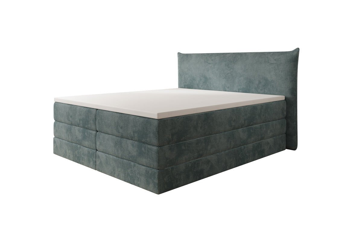 Boxspringbed Liana met opklapbare opbergruimte in Ribstof