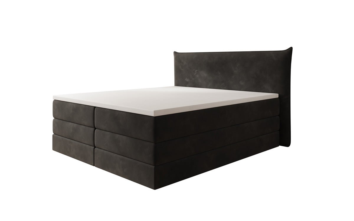 Boxspringbed Liana met opklapbare opbergruimte in fluweel
