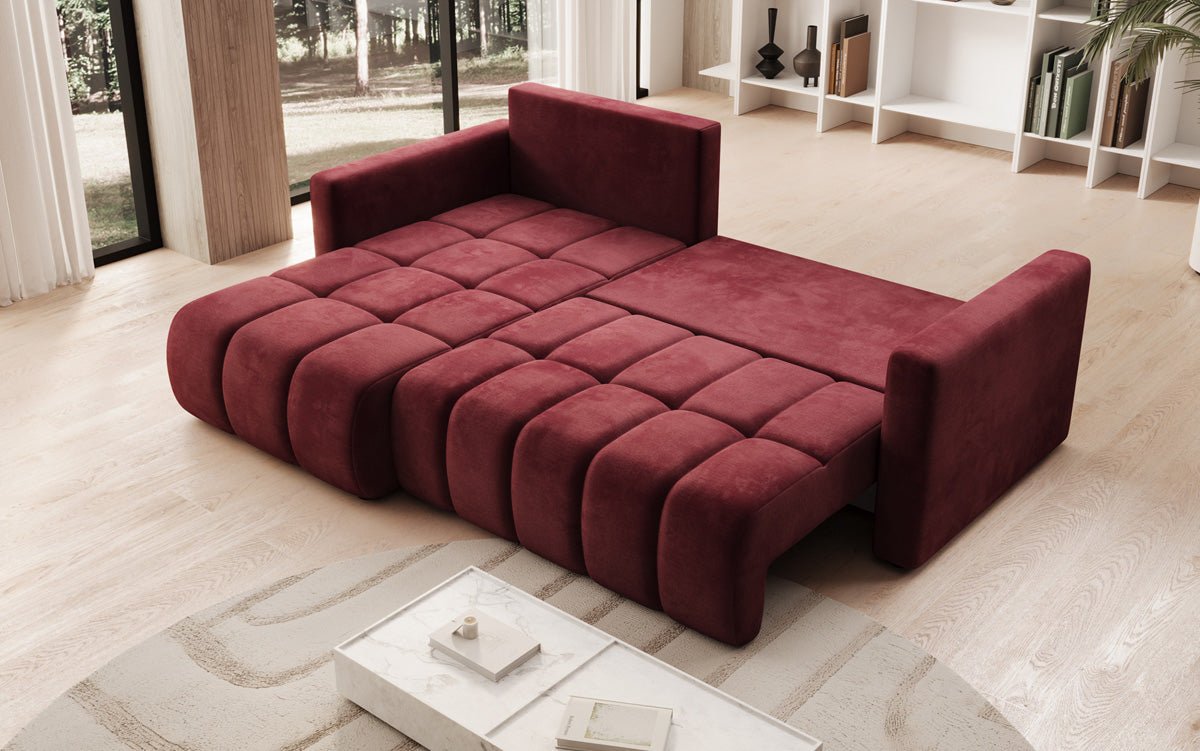 Designbank Beatrice L met slaap- en klapfunctie in Fluweel
