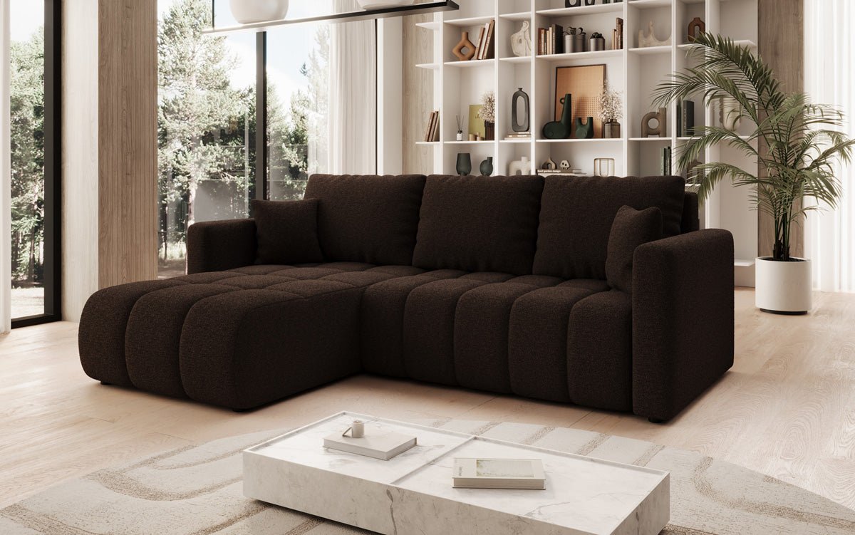 Designbank Beatrice L met slaap- en klapfunctie in Bouclé