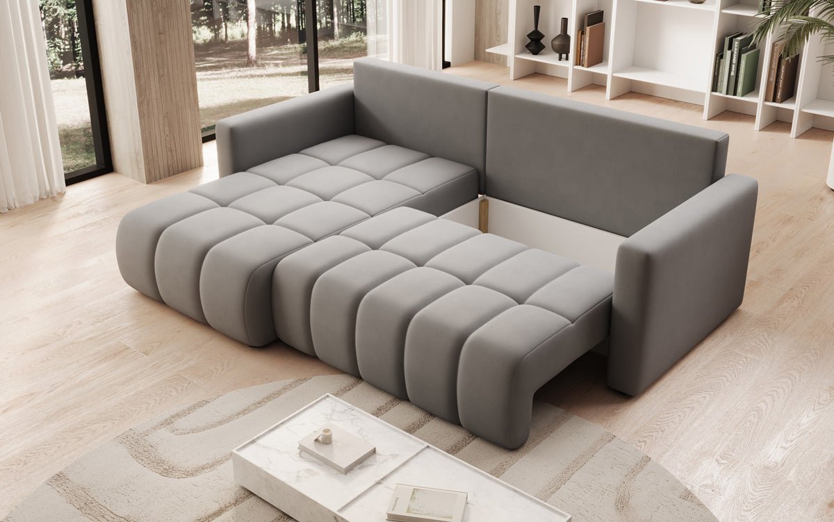 Designbank Beatrice L met slaap- en klapfunctie in Stof