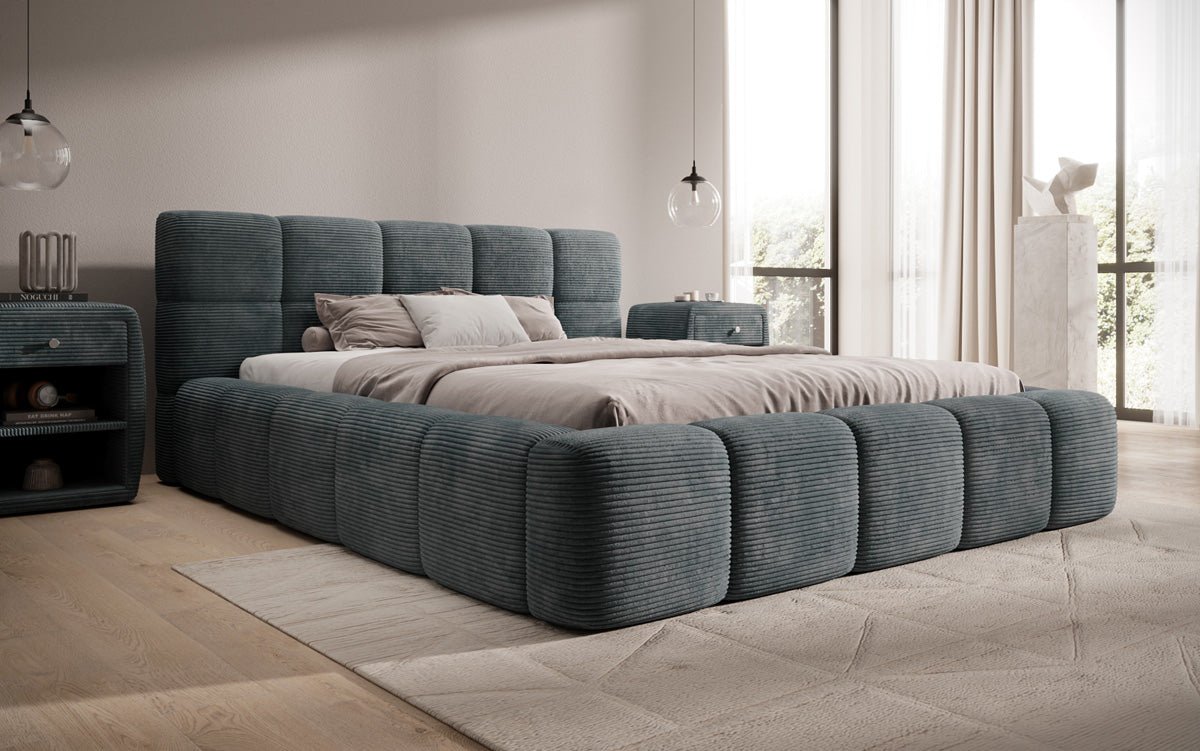 Designerslaapbank Nox in ribstof met opbergruimte