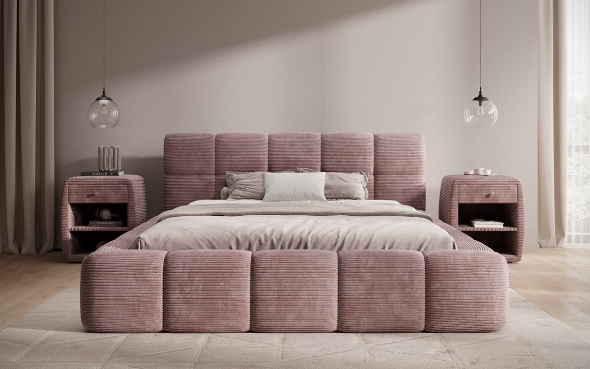 Designerslaapbank Nox in ribstof met opbergruimte