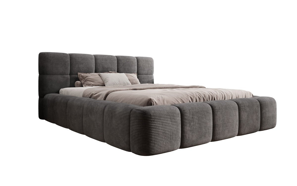 Designerslaapbank Nox in ribstof met opbergruimte