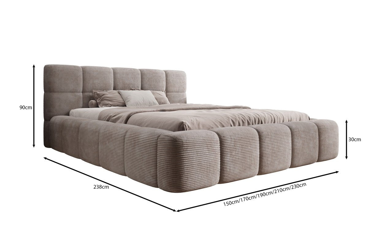 Designerslaapbank Nox in ribstof met opbergruimte