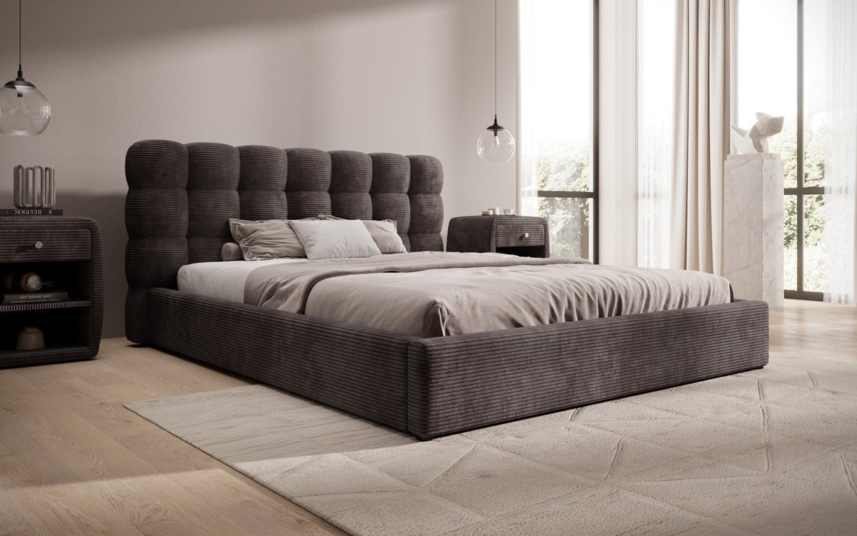 Designerslaapbank Calivo in ribstof met opbergruimte