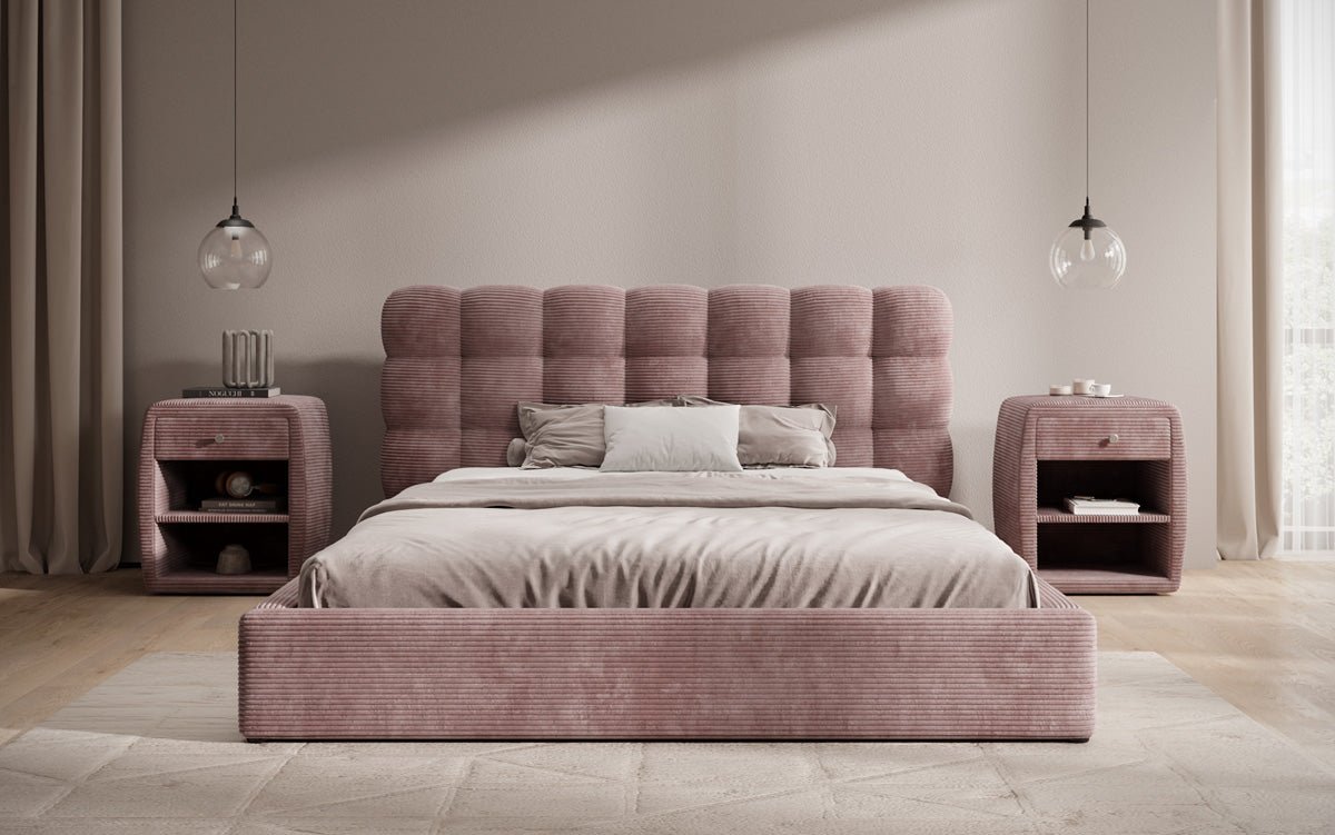 Designerslaapbank Calivo in ribstof met opbergruimte