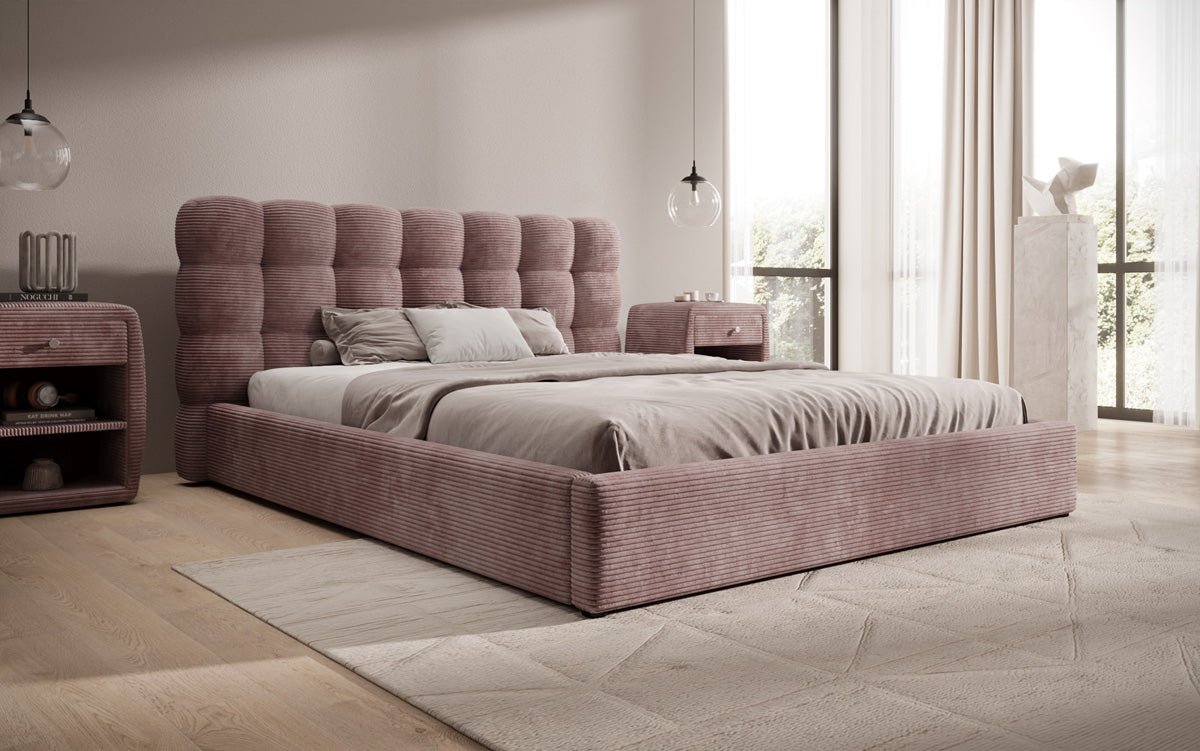 Designerslaapbank Calivo in ribstof met opbergruimte