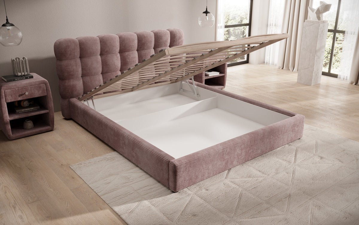 Designerslaapbank Calivo in ribstof met opbergruimte