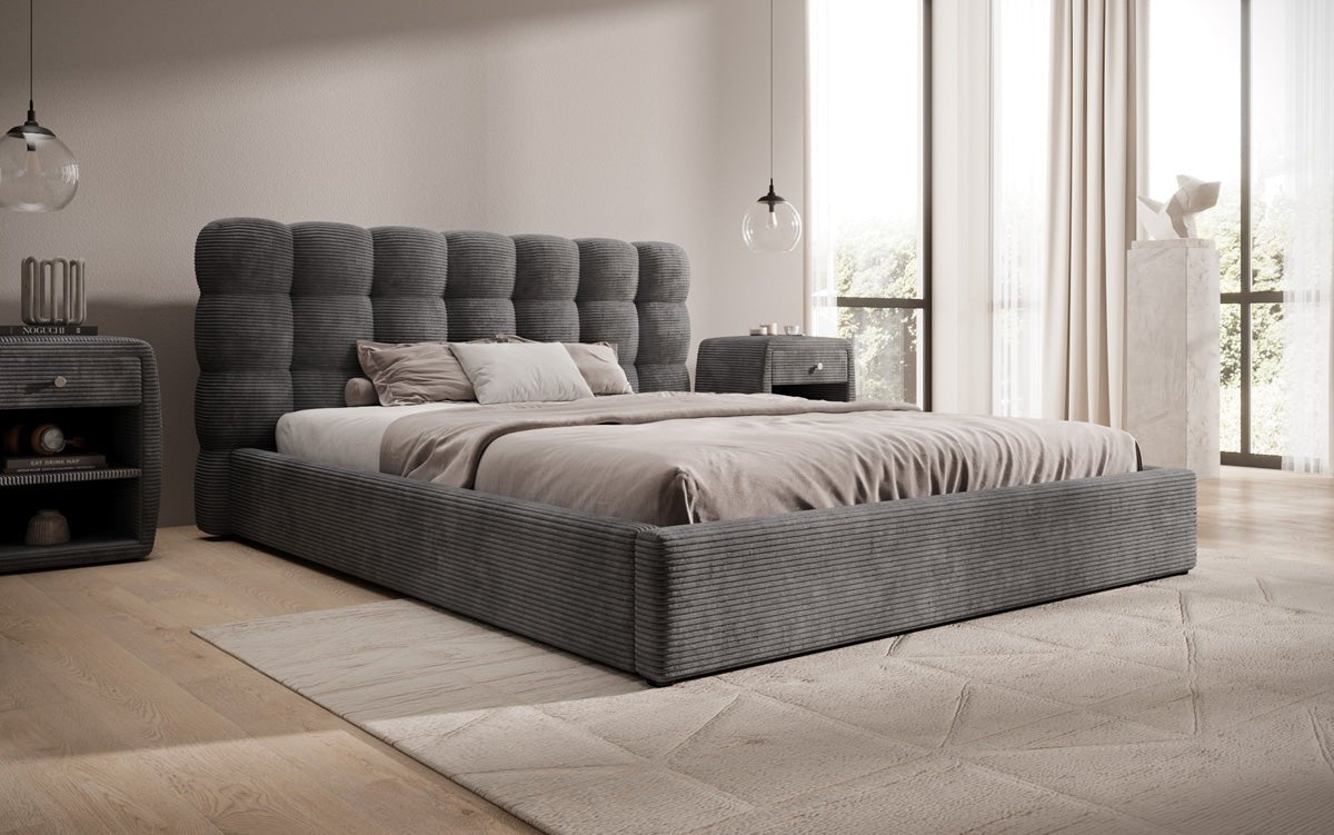 Designerslaapbank Calivo in ribstof met opbergruimte