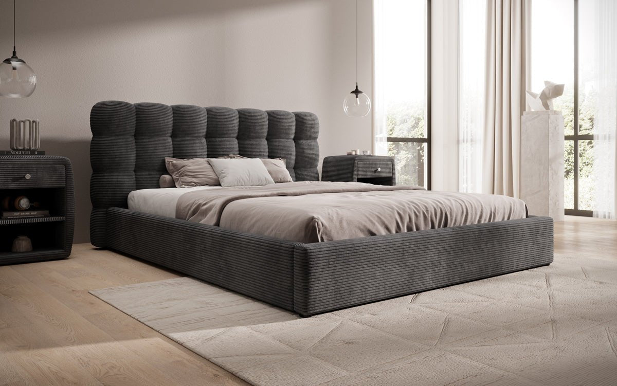 Designerslaapbank Calivo in ribstof met opbergruimte