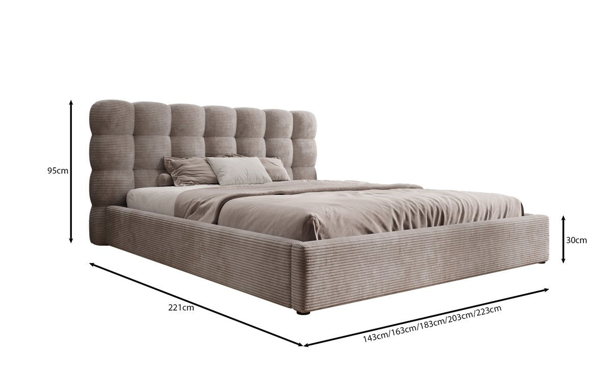 Designerslaapbank Calivo in ribstof met opbergruimte