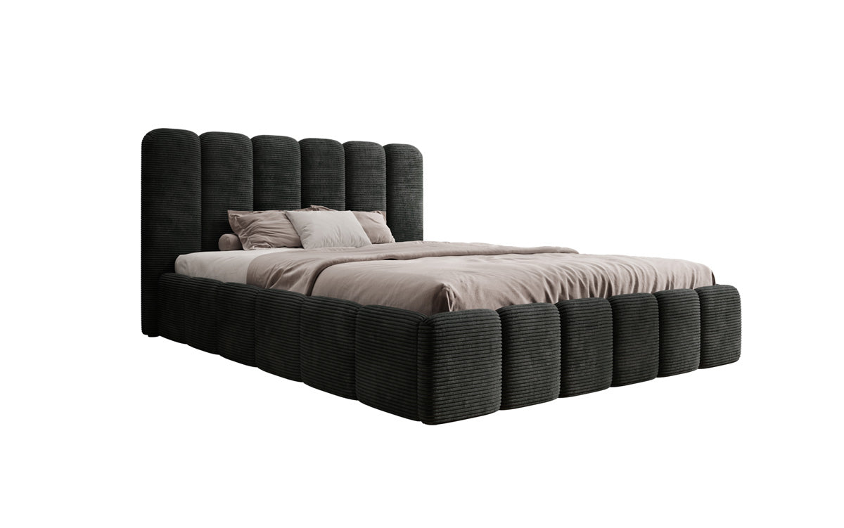 Designerslaapbed Velaro in ribstof met opbergruimte