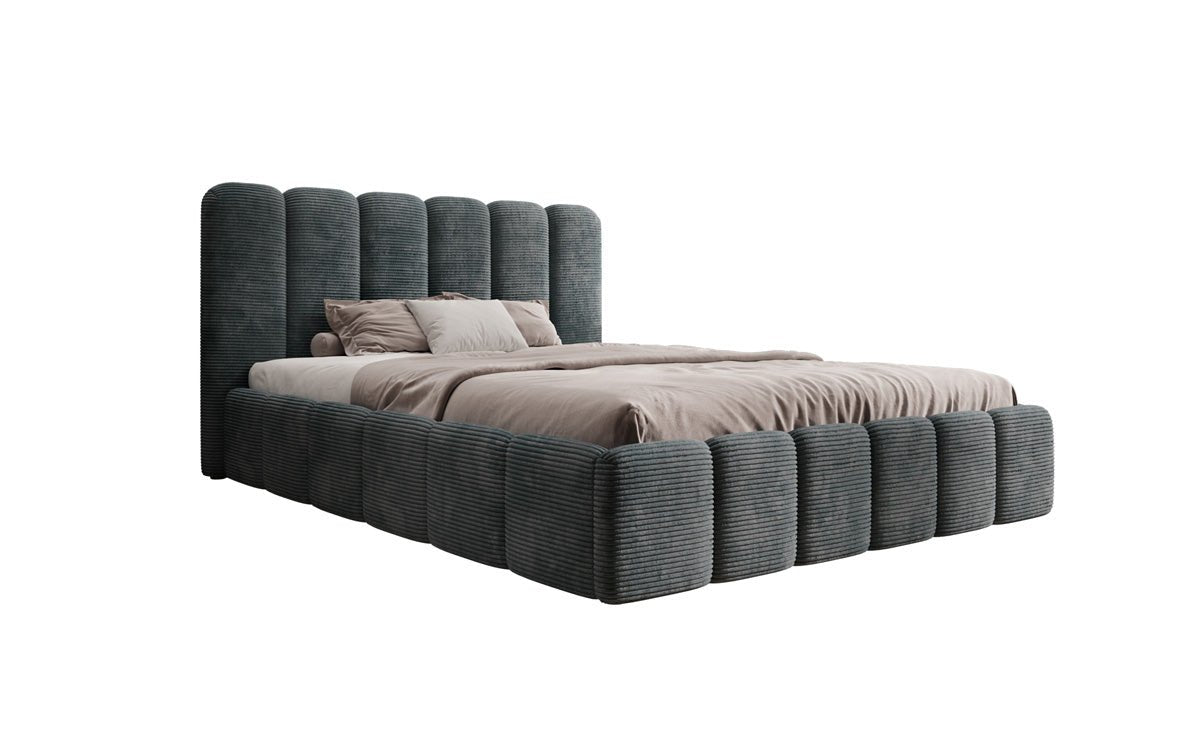 Designerslaapbed Velaro in ribstof met opbergruimte
