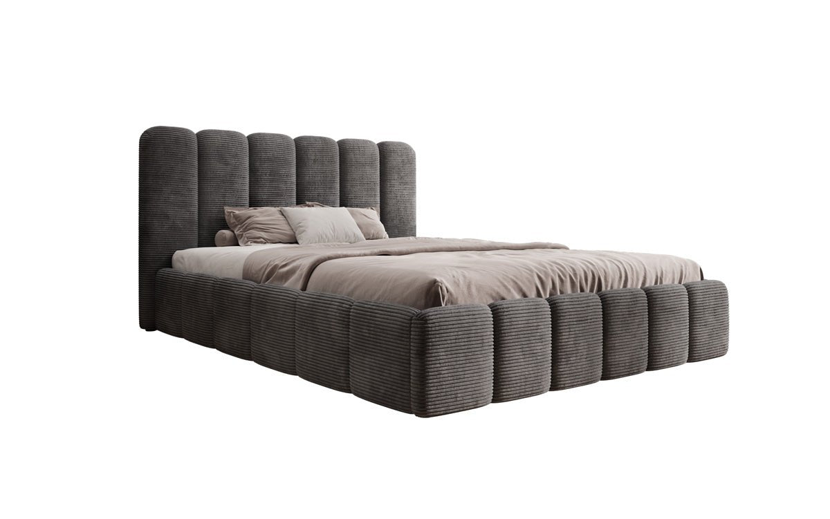 Designerslaapbed Velaro in ribstof met opbergruimte