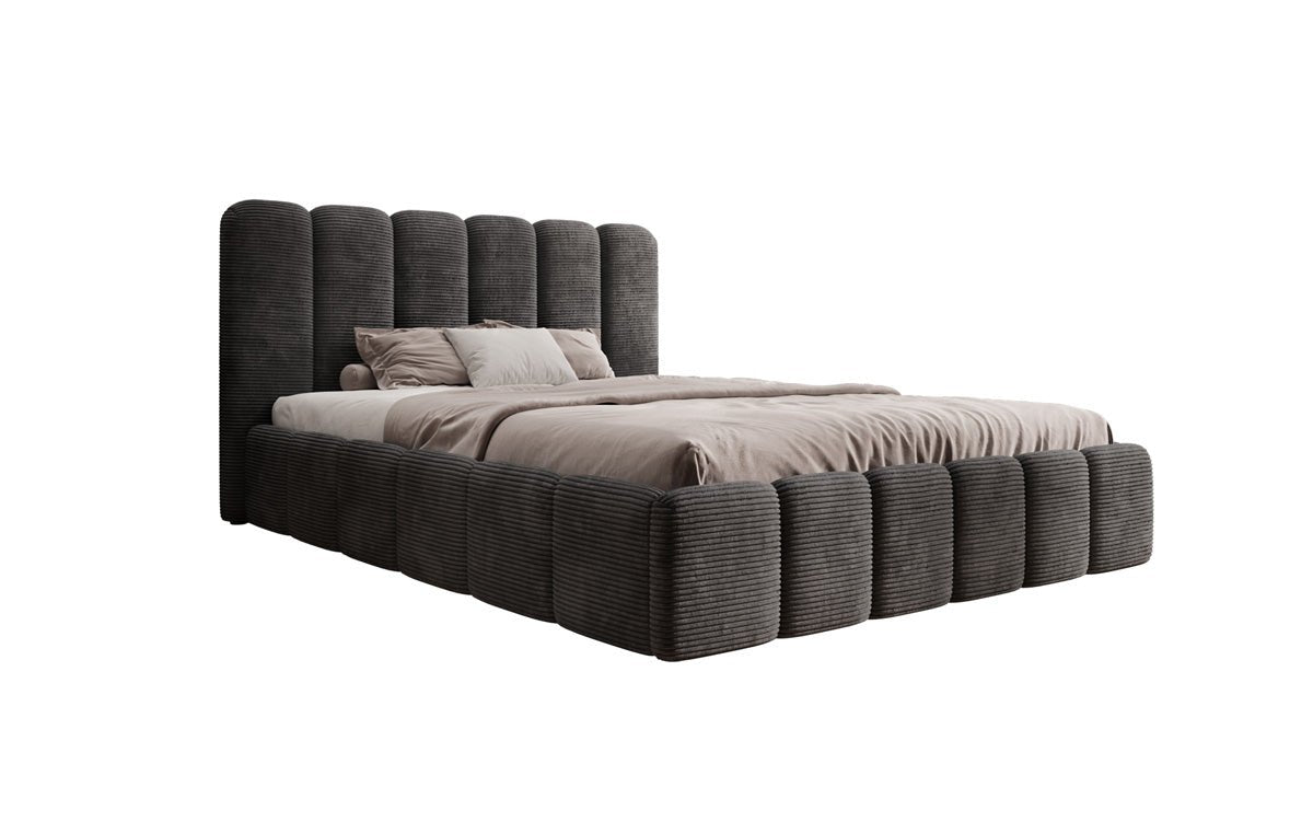 Designerslaapbed Velaro in ribstof met opbergruimte