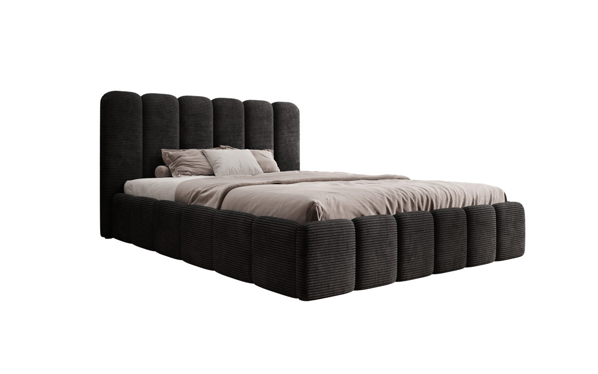 Designerslaapbed Velaro in ribstof met opbergruimte