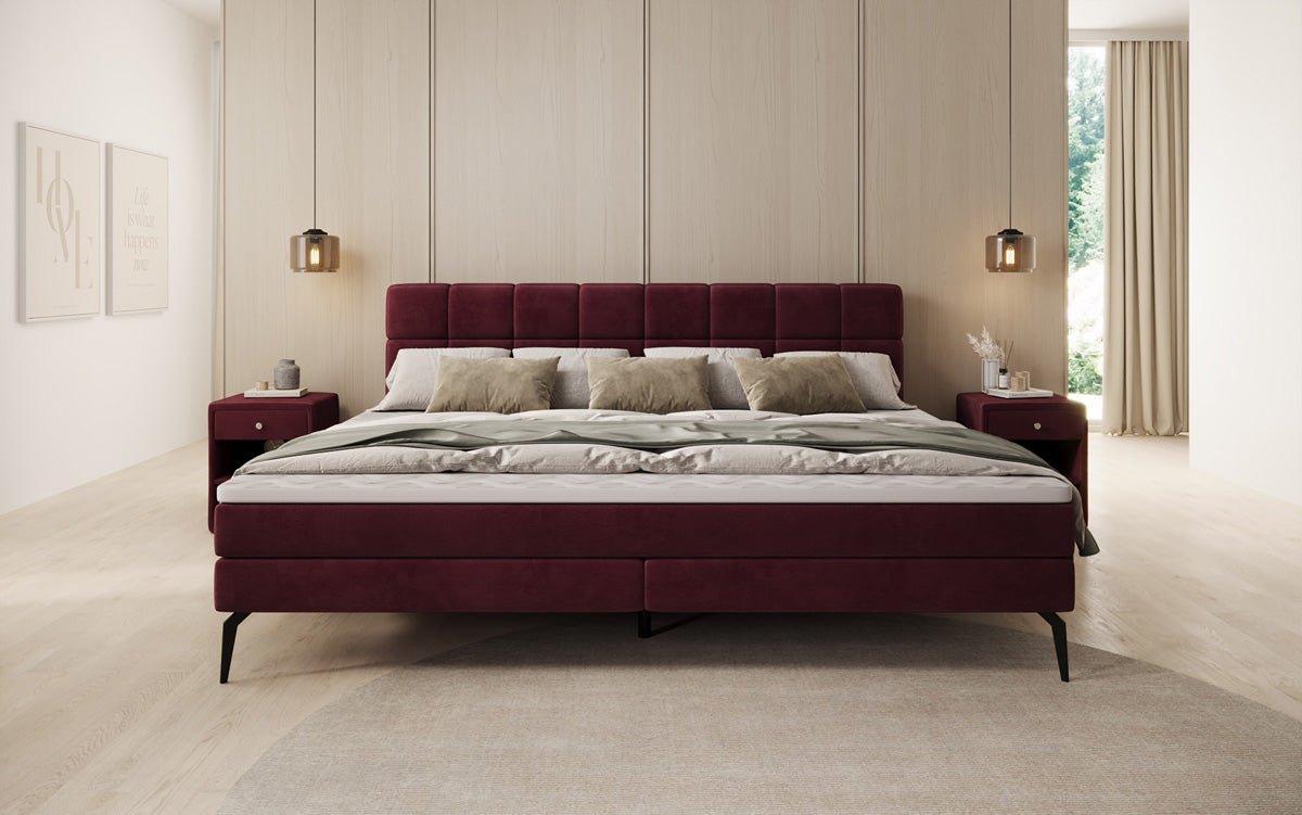 Familie Boxspringbed Savona – 220/240x200 in fluweel