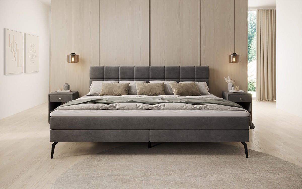 Familie Boxspringbed Savona – 220/240x200 in fluweel