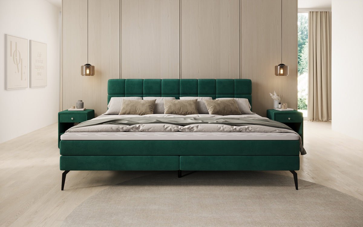 Familie Boxspringbed Savona – 220/240x200 in fluweel