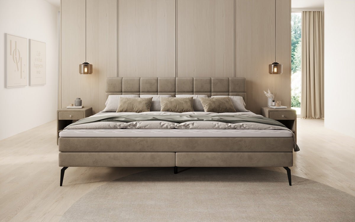 Familie Boxspringbed Savona – 220/240x200 in fluweel