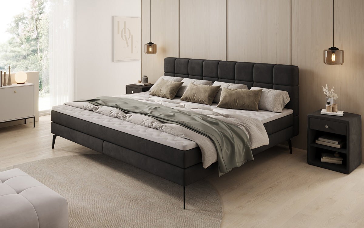Familie Boxspringbed Savona – 220/240x200 in fluweel