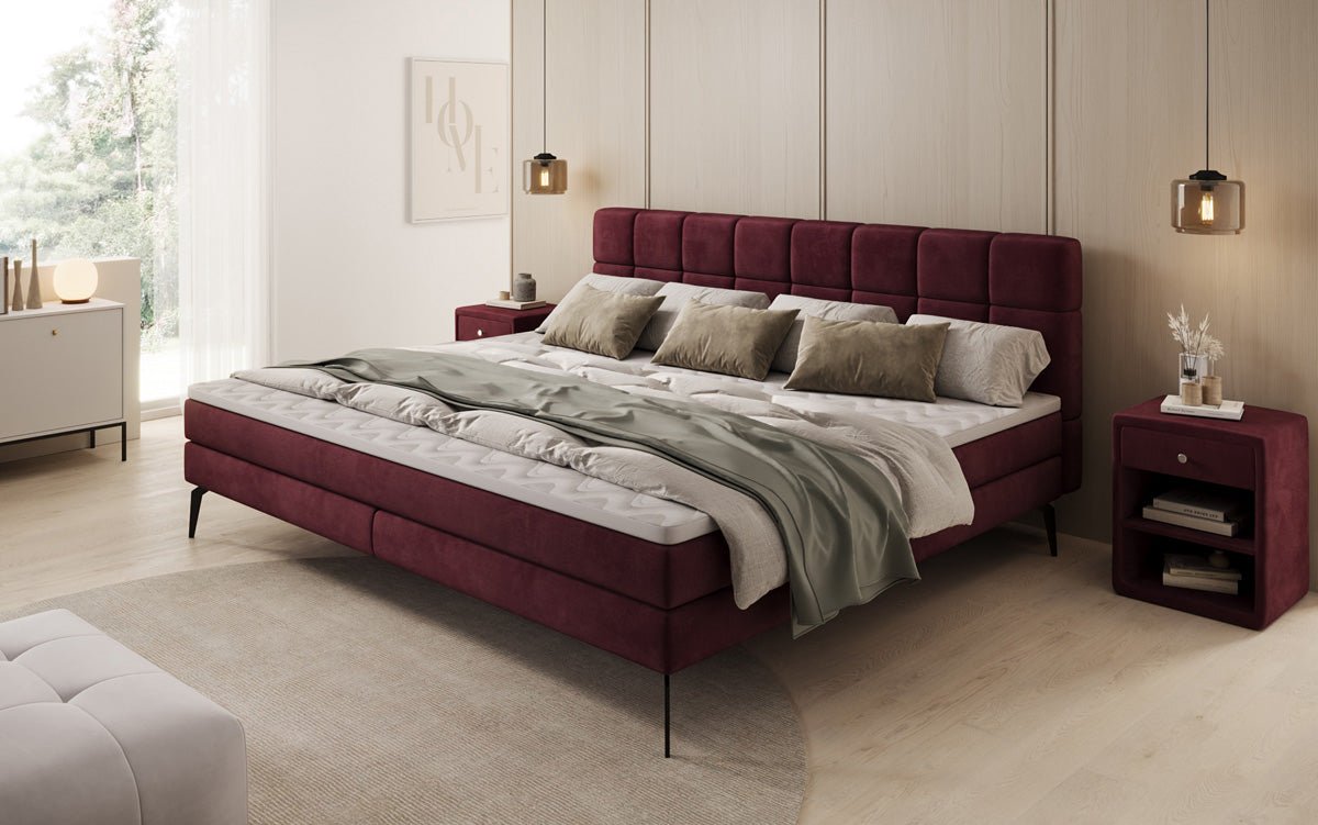 Familie Boxspringbed Savona – 220/240x200 in fluweel