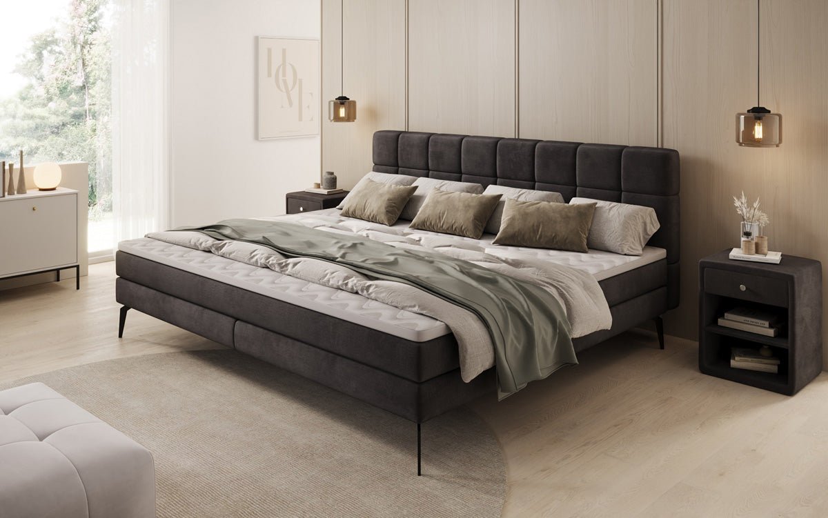 Familie Boxspringbed Savona – 220/240x200 in fluweel