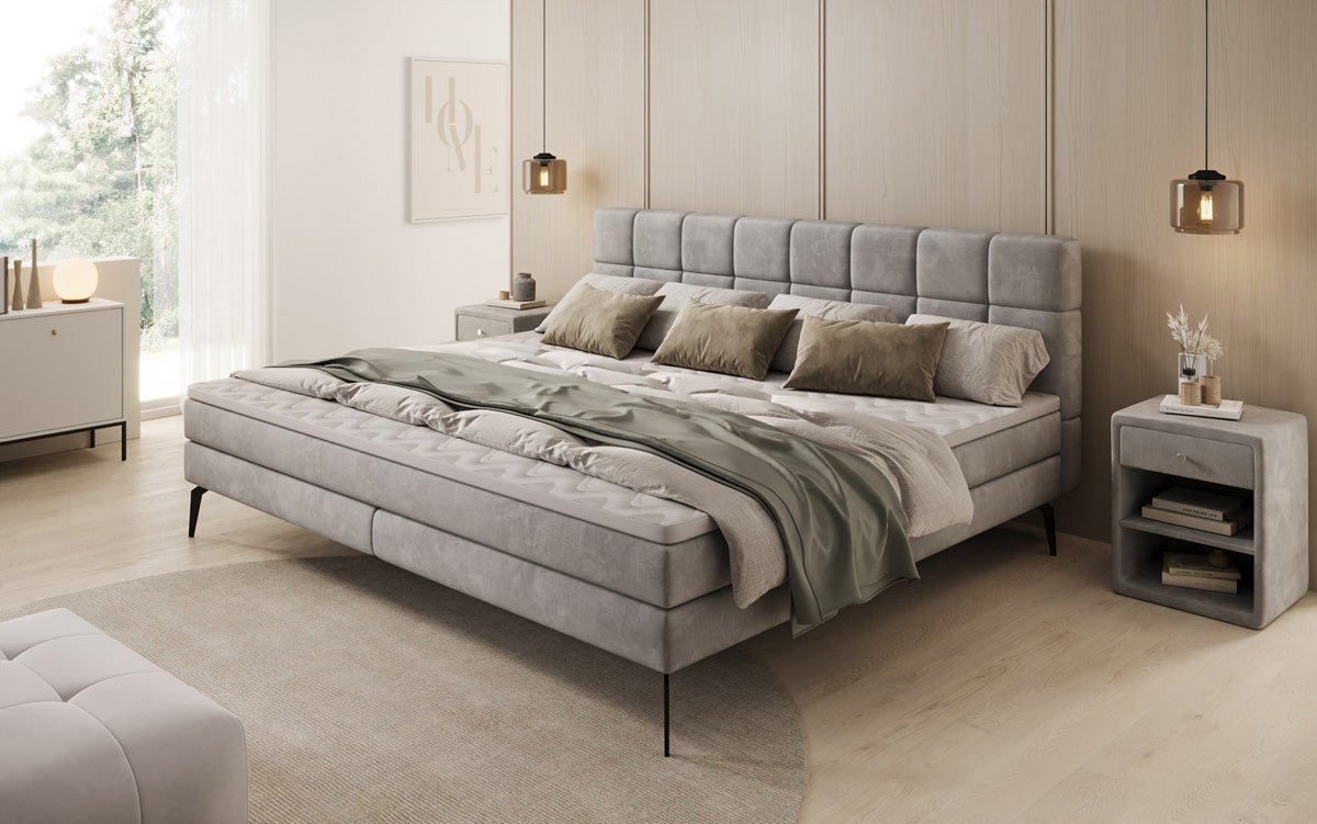 Familie Boxspringbed Savona – 220/240x200 in fluweel