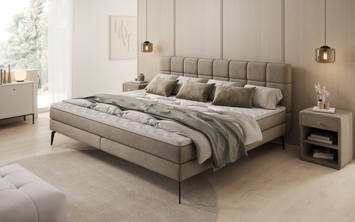 Familie Boxspringbed Savona – 220/240x200 in fluweel