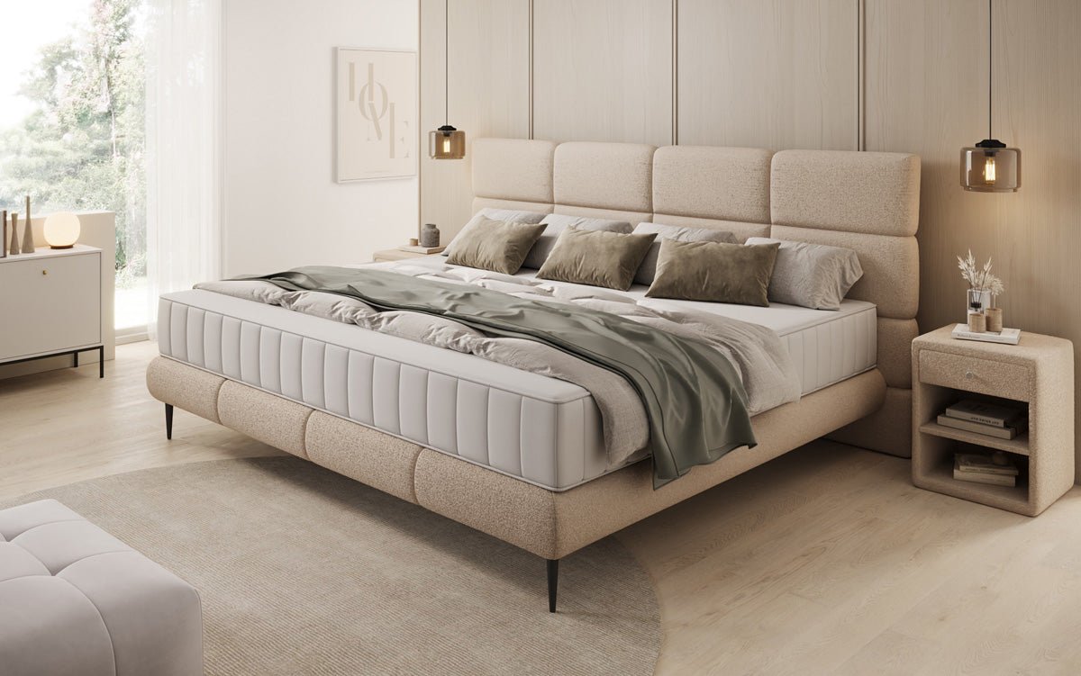 Familie gestoffeerd bed Milano Bouclé in 220/240x200