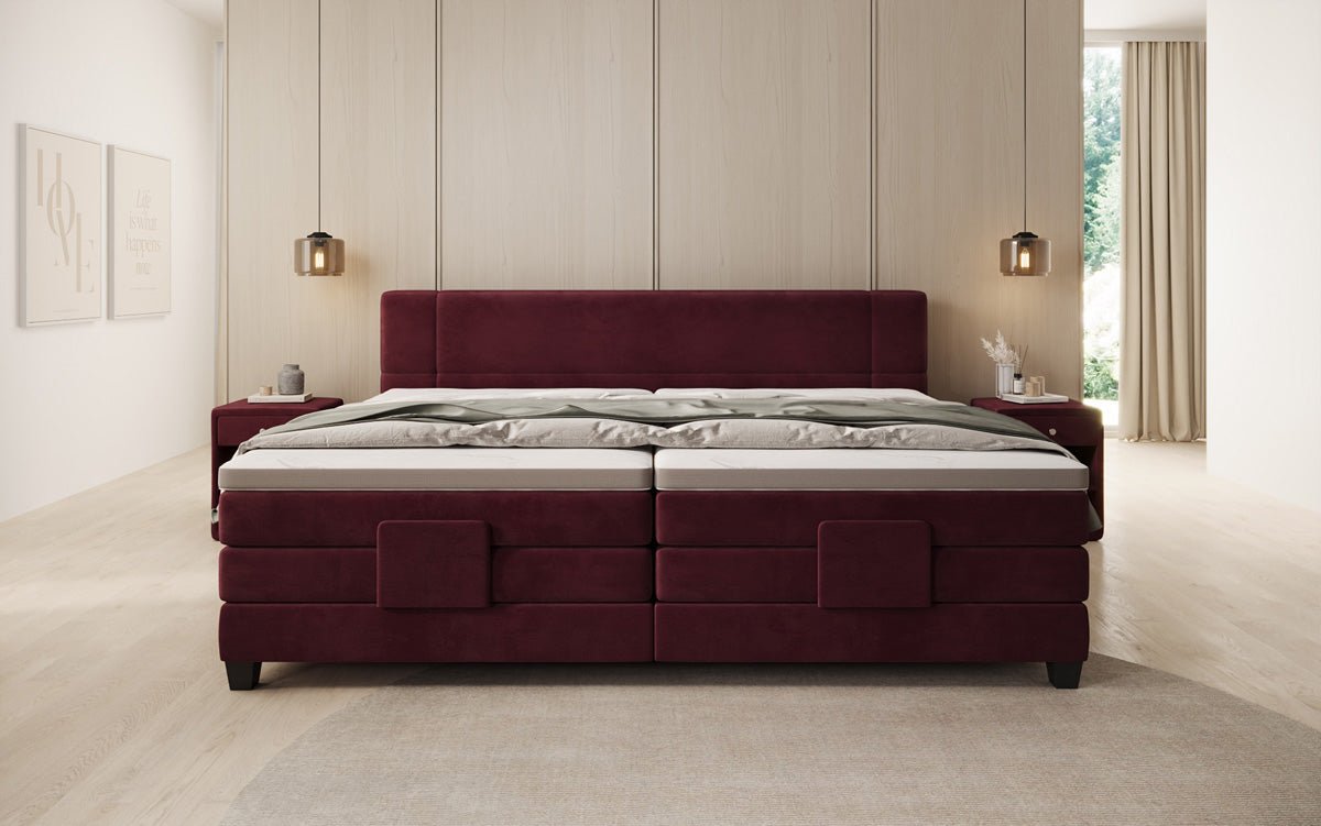 Familie Boxspringbed Noela 220/240x200 elektrisch verstelbaar in fluweel